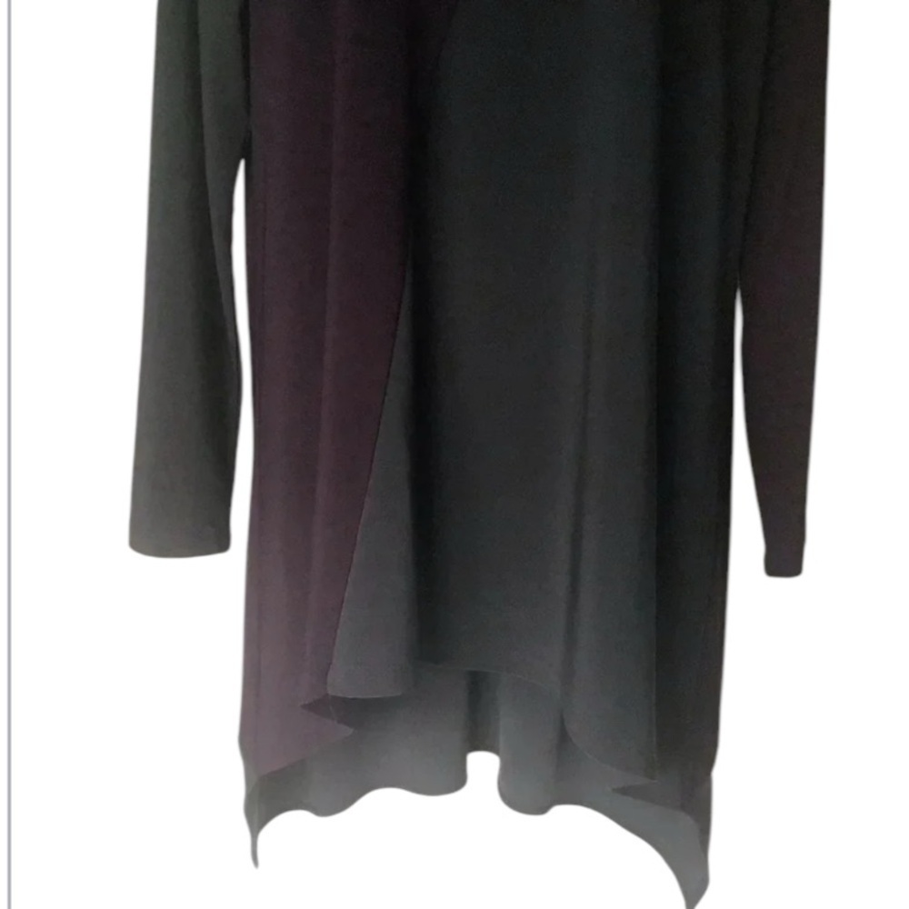 Sun Kim USA Charcoal Gray Plum Colorblock 3/4 Sleeve Asymmetrical Cowl Tunic S - Picture 5 of 10
